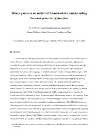 Money-Games As an Analytical Framework for Understanding the Emergence of Crypto-Coins