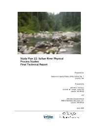 Sultan River Physical Process Studies Final Technical Report