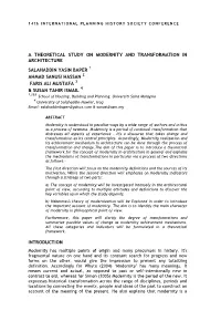 A Theoretical Study on Modernity and Transformation in Architecture
