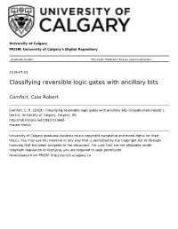 Classifying Reversible Logic Gates with Ancillary Bits