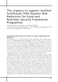 FAO Disaster Risk Reduction for Food and Nutrition Security Framework Programme
