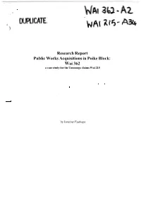 Research Report Public Works Acquisitions in Poike Block: Wai