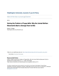 Solving the Problem of Puppy Mills: Why the Animal Welfare Movement's Bark Is Stronger Than Its Bite