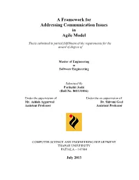 A Framework for Addressing Communication Issues in Agile Model