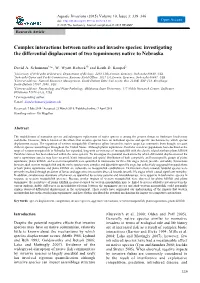 Complex Interactions Between Native and Invasive Species: Investigating the Differential Displacement of Two Topminnows Native to Nebraska