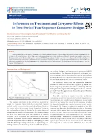 Inferences on Treatment and Carryover Effects in Two-Period Two-Sequence Crossover Designs