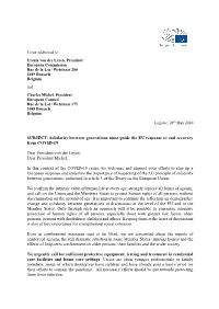 Solidarity Between Generations Must Guide the EU Response to and Recovery from COVID-19