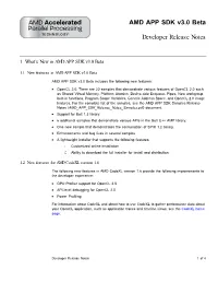 AMD APP SDK Developer Release Notes
