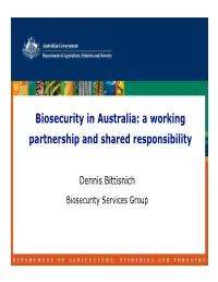 Biosecurity in Australia: a Working Partnership and Shared Responsibility