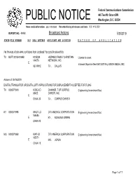 Broadcast Actions 5/20/2019