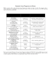 Semester-Away Programs-At-A-Glance