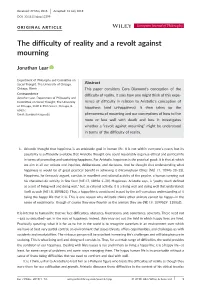 The Difficulty of Reality and a Revolt Against Mourning