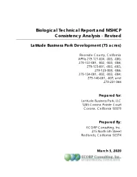 Biological Technical Report and MSHCP Consistency Analysis - Revised