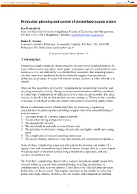Production Planning and Control of Closed-Loop Supply Chains