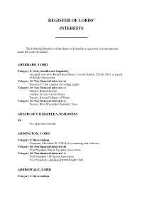 Register of Lords' Interests