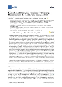 Regulation of Microglial Functions by Purinergic Mechanisms in the Healthy and Diseased CNS