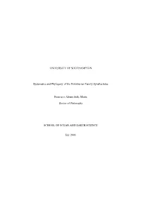 UNIVERSITY of SOUTHAMPTON Systematics and Phylogeny of The