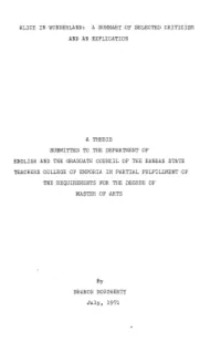 Alice in Wonderland: a Summary of Selected Criticism and an Explication