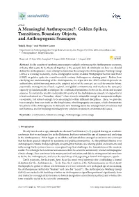 Golden Spikes, Transitions, Boundary Objects, and Anthropogenic Seascapes