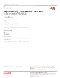 Jean-Louis Paillasson Clov Philippe Oscar Césaréo Odilon Louka Comtesse De Tilly Millette Entretien Avec Jean-Louis Millette Solange Lévesque