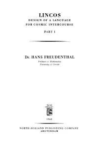 Lincos: Design of a Language for Cosmic Intercourse