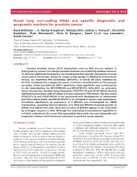 Novel Long Non-Coding Rnas Are Specific Diagnostic and Prognostic Markers for Prostate Cancer