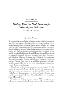 Resources for Archaeological Collections Danielle M