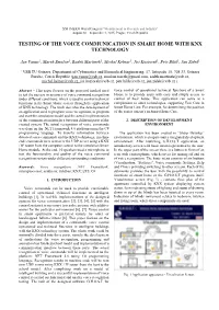 Testing of the Voice Communication in Smart Home with Knx Technology