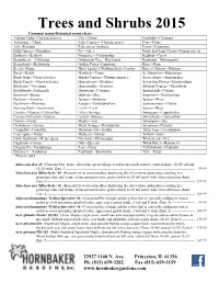 Trees and Shrubs 2015 Common Name/Botanical Name Chart: Alaskan Cedar--Chamaecyparis N