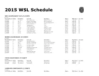2015 WSL Schedule