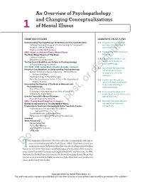 An Overview of Psychopathology and Changing Conceptualizations of Mental Illness 3