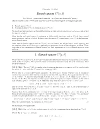 Banach Spaces Ck[A, B] 1. Banach Spaces C K[A, B]