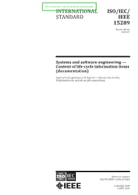 International Standard Iso/Iec/ Ieee 15289