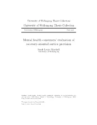 Mental Health Consumers' Evaluation of Recovery-Oriented Service Provision