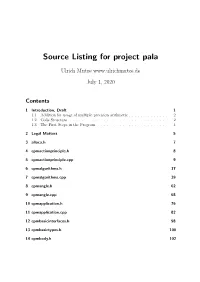 Source Listing for Project Pala