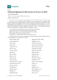 Acknowledgement to Reviewers of Sensors in 2019 Sensors Editorial Office