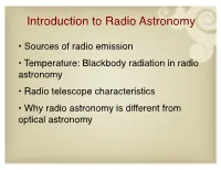 Basics of Radio Astronomy I