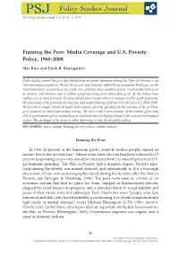 Framing the Poor: Media Coverage and US Poverty Policy, 1960-2008