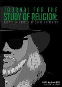Journal for the Study of Religion: Essays in Honour of David Chidester