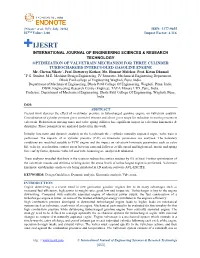 OPTIMIZATION of VALVETRAIN MECHANISM for THREE CYLINDER TURBOCHARGED INTERCOOLED GASOLINE ENGINE Mr