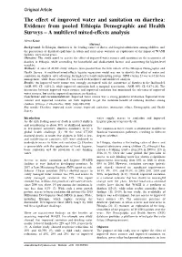 The Effect of Improved Water and Sanitation on Diarrhea: Evidence from Pooled Ethiopia Demographic and Health Surveys – a Multilevel Mixed-Effects Analysis
