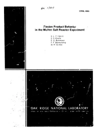 Fission Product Behavior in the Mclten Salt Reactor Experiment