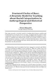 Fractured Circles of Race: a Heuristic Model for Teaching About Racial Categorization in Anthropological and Historical Perspective