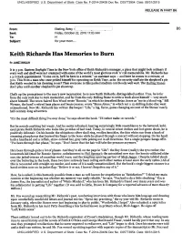 Keith Richards Has Memories to Burn