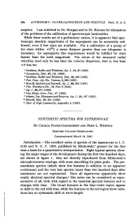 SYNTHETIC SPECTRA for SUPERNOVAE Time a Basis for a Quantitative Interpretation. Eight Typical Spectra, Show