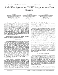 A Modified Approach of OPTICS Algorithm for Data Streams