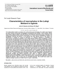Characteristics of Macrophytes in the Lubigi Wetland in Uganda