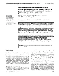 Growth Requirements and Fermentation Products of Fusobacterium Prausnitzii, and a Proposal to Reclassify It As Faecalibacterium Prausnitzii Gen