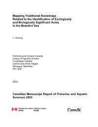 Mapping Traditional Knowledge Related to the Identification of Ecologically and Biologically Significant Areas in the Beaufort Sea