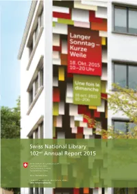 Swiss National Library. 102Nd Annual Report 2015